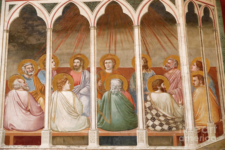 Giotto Di Bondone Painting - The Scrovegni Chapel. Fresco  By Giotto, 14 Th Century. The Pentecost.  Padua. Italy. by Giotto