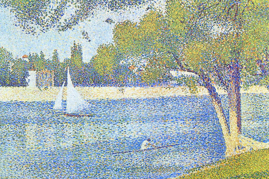 The Seine by the Island of Jatte in Spring Painting by George Seurat