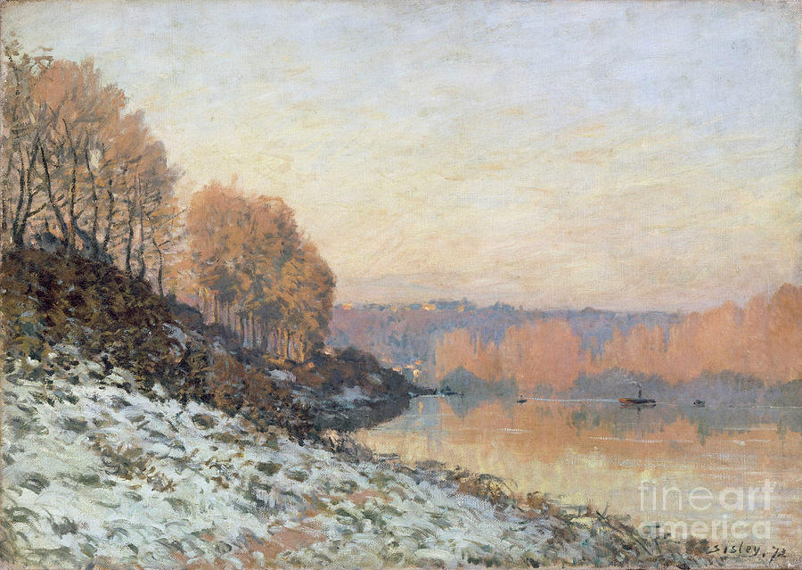 The Seine In Bougival In Winter Drawing by Heritage Images