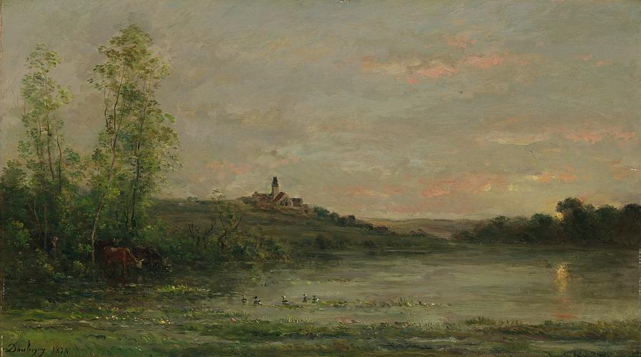 Charles Francois Daubigny Painting - The Seine; Morning by Charles Francois Daubigny