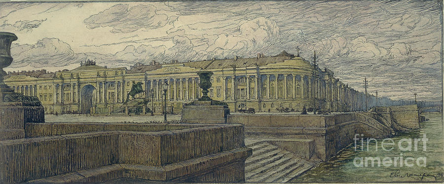 The Senate Square In St. Petersburg Drawing by Heritage Images