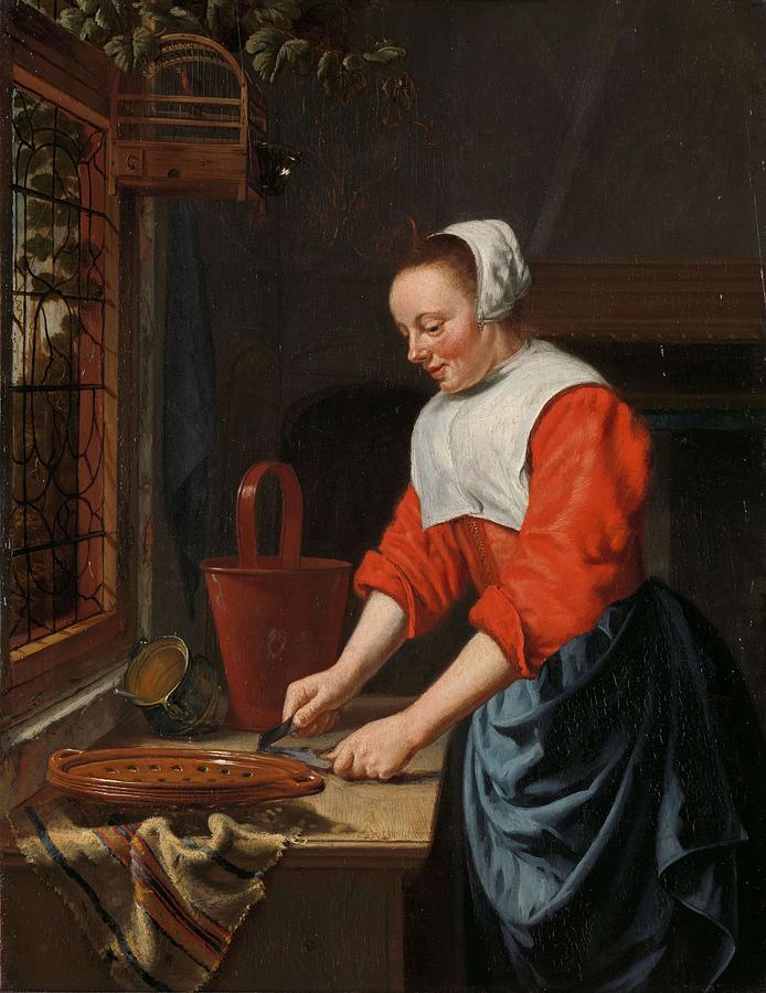 The servant girl. Painting by Willem van Odekercken -attributed to-