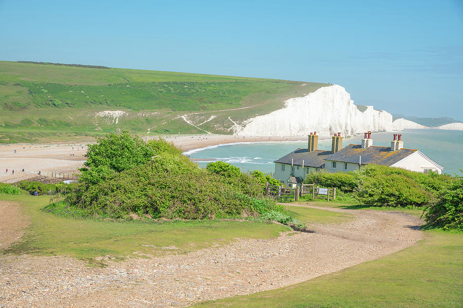 The Seven Sisters Chalk Cliffs And The Coastguard Cottage, From ...