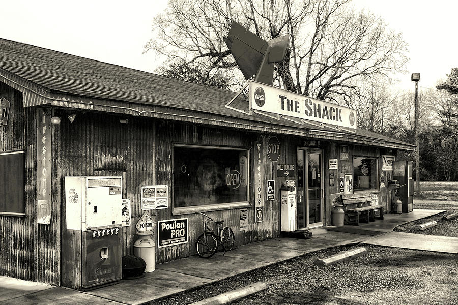 The Shack in Evergreen, Alabama in Black and White Photograph by Bill Swartwout