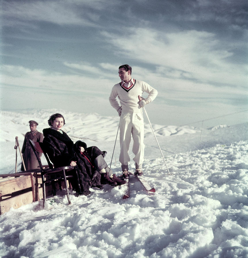 The Shah & Wife Skiing Photograph by Dmitri Kessel
