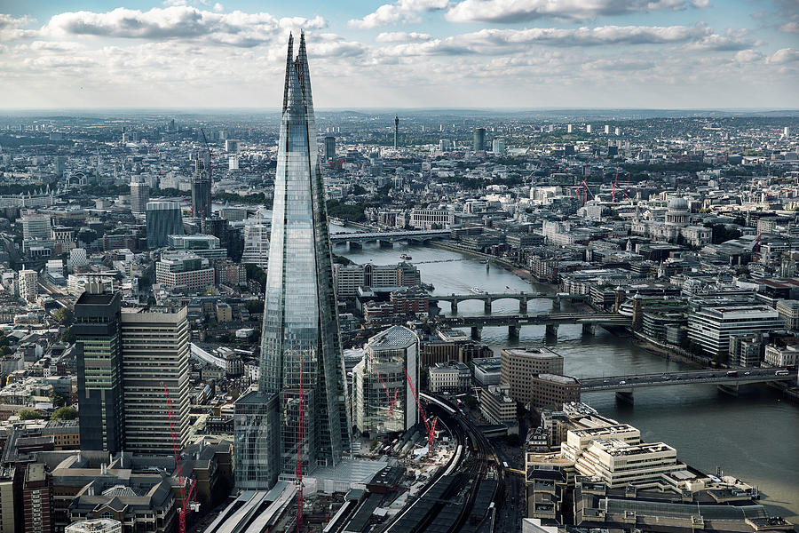 Architecture Digital Art - The Shard And London Skyline, London, England, Uk by Leon Sosra