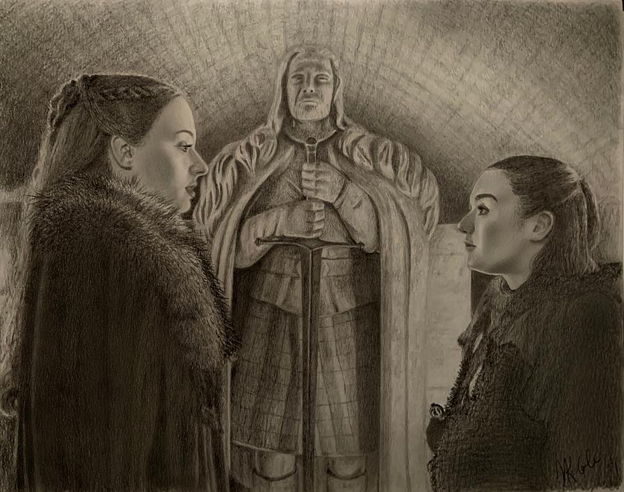 Game Of Thrones Drawing - The She Wolves of Winterfell by Vanessa Cole