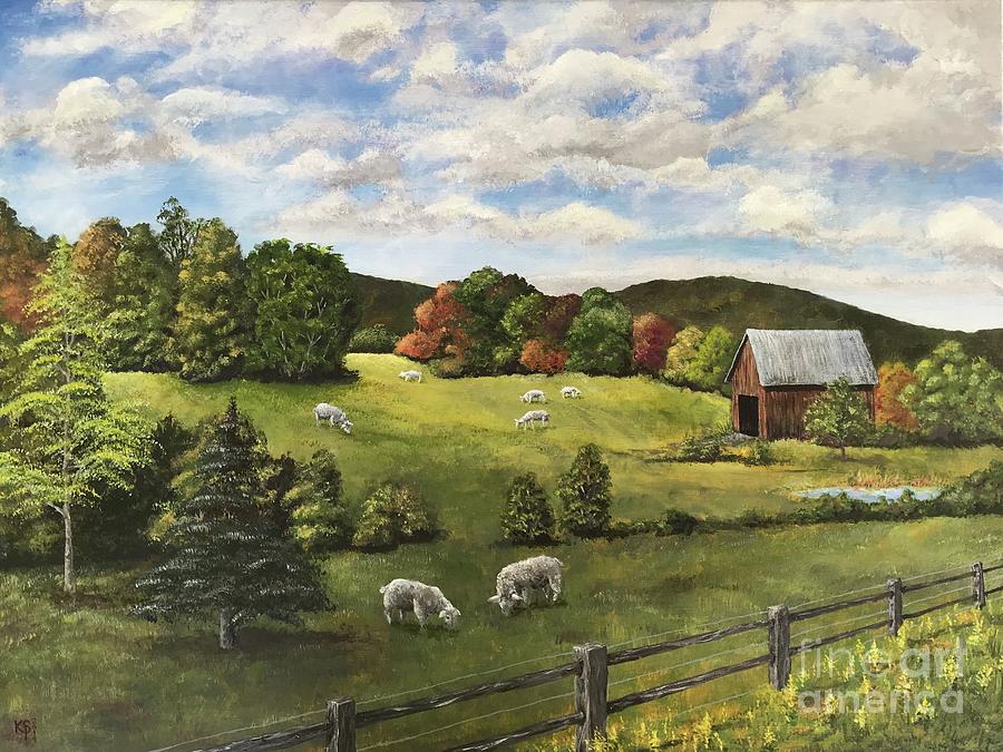 The Sheep Farm Painting by Kerry Stroud Peiser | Fine Art America