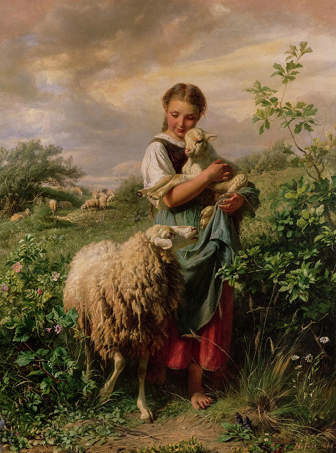 The Shepherdess 1866 by Johann Baptist Hofner