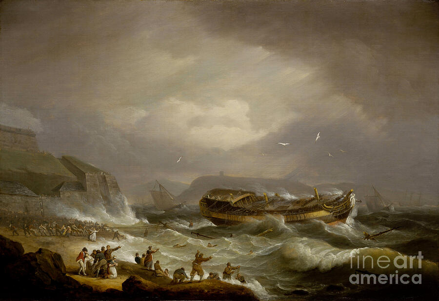 The Shipwreck Of An East India Company Trading Ship Dutton, Opposite Plymouth, England, On January 26, 1796 Painting by Thomas Luny