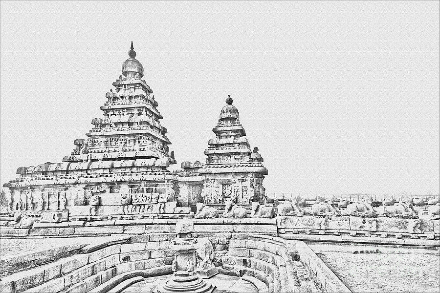 Photo12027 The Seven Pagodas Mamallapuram the Shore Temple  Royal  Asiatic Society Online Collections