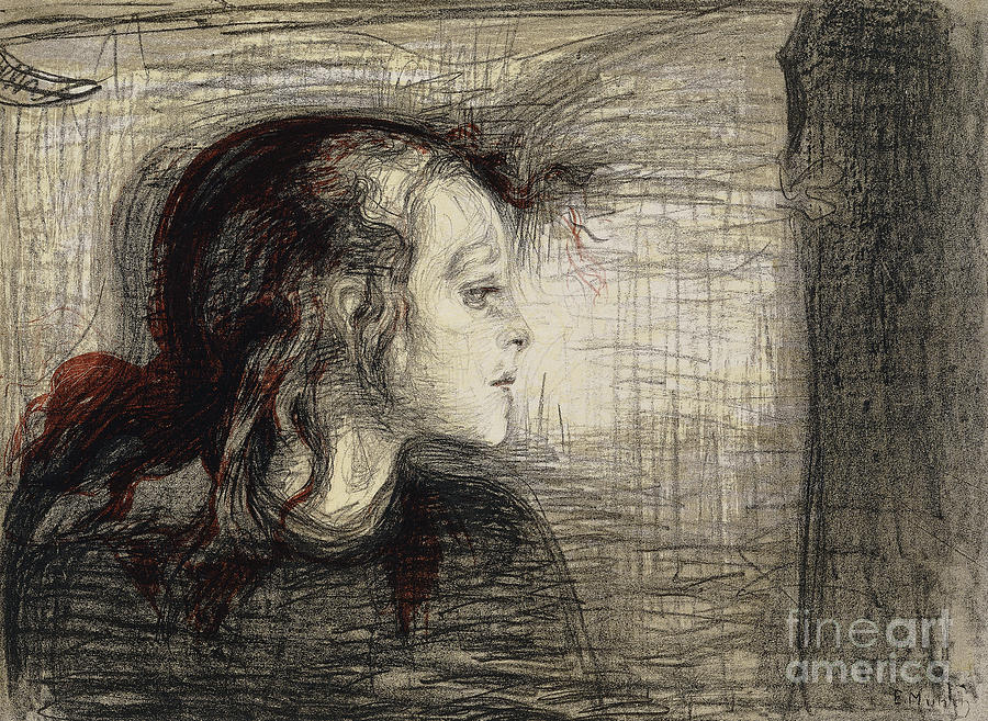 Edvard Munch Drawing - The Sick Girl by Edvard Munch