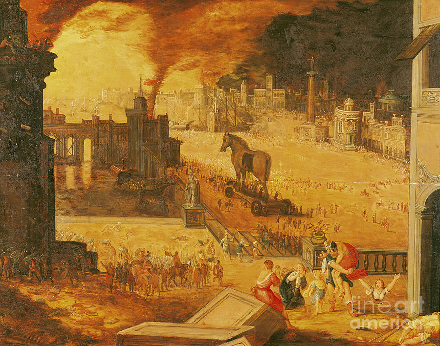The Siege Of Troy Painting by French School
