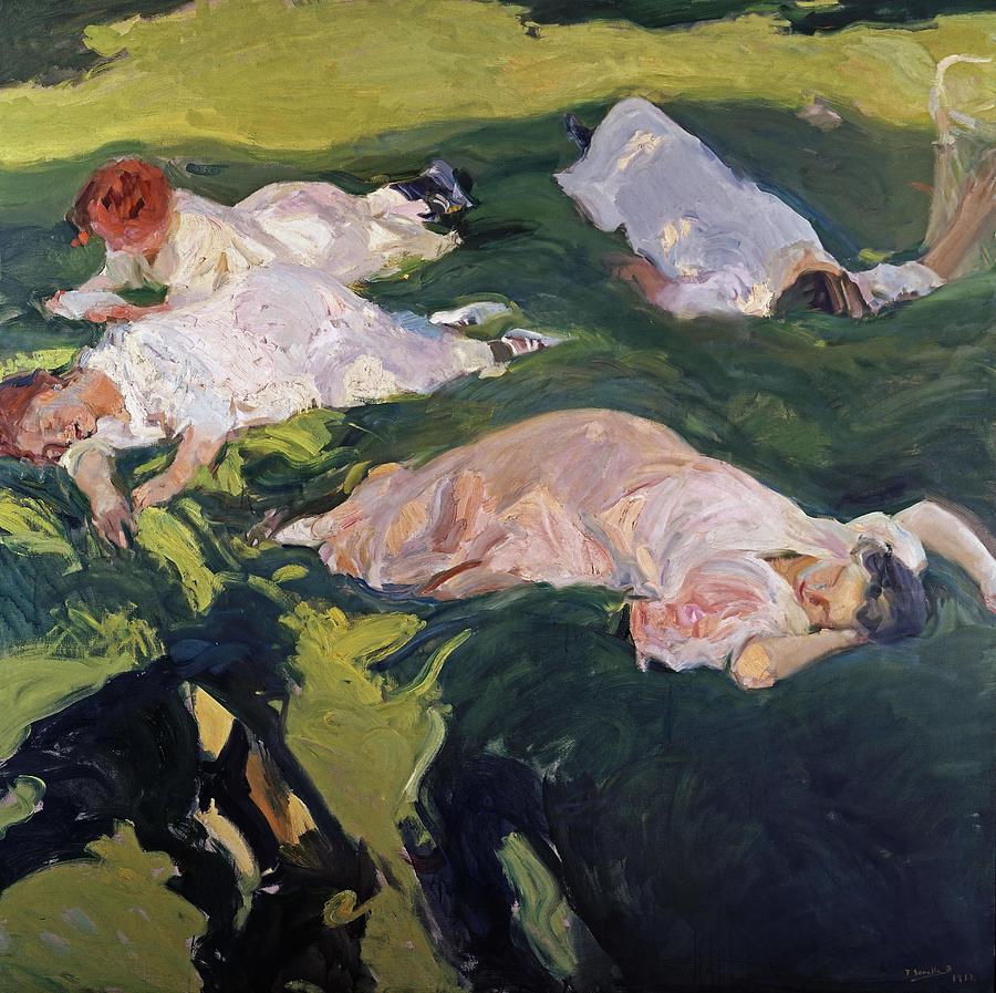 The Siesta - 1912 - 200x201 cm - oil on canvas. Painting by Joaquin Sorolla -1863-1923-