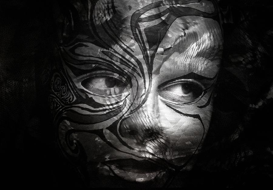 Black And White Digital Art - The silver mask by Gun Legler