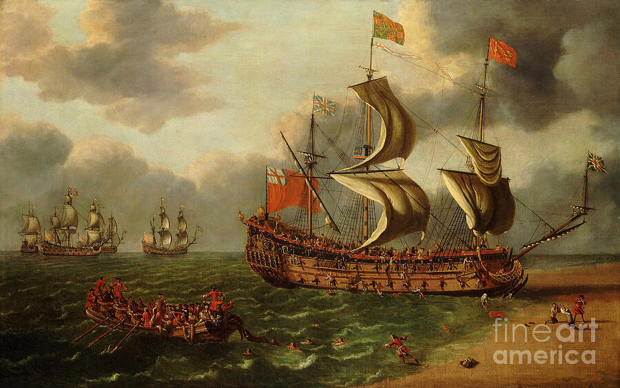 Duke University Painting - The Sinking Of The Gloucester Off The Coast Of Yarmouth On 6 May 1682 by Johan Danckerts