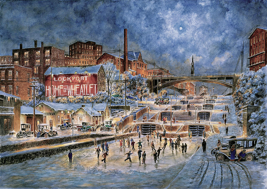 The Skating Party, Lockport Ny , Ca. 1905 Painting by Stanton Manolakas Fine Art America