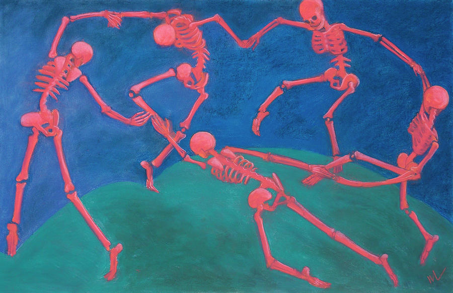 Skeleton Mixed Media - The (skelly) Dance by Marie Marfia Fine Art