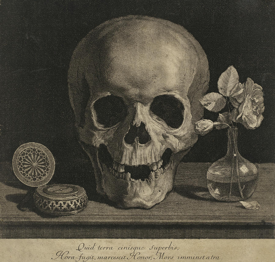 Halloween Painting - The Skull - Memento Mori by Jean Morin
