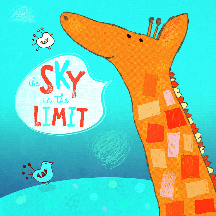 Giraffe Digital Art - The Sky Is The Limit by Carla Martell