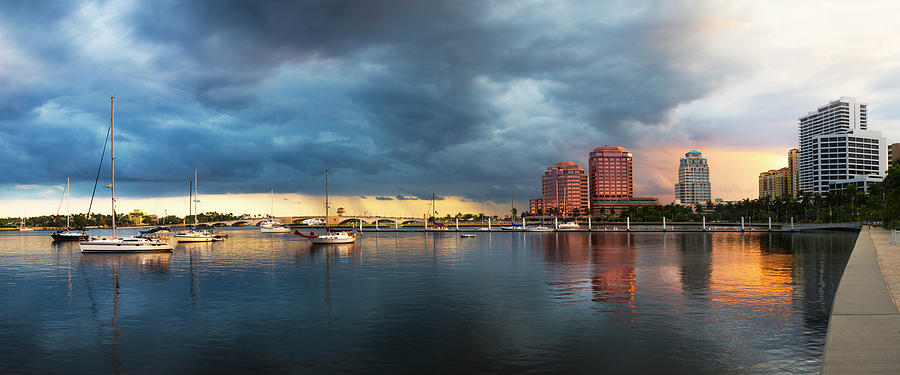 The Skyline of West Palm Beach at Sunset Photograph by Debra and Dave Vanderlaan
