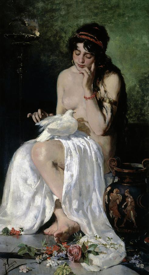 The Slave And The Dove -la Esclava Y La Paloma-- 1884. Painting by Joaquin Sorolla -1863-1923-