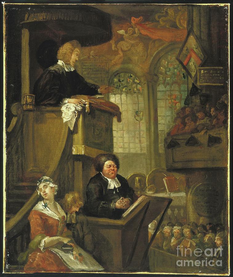 The Sleeping Congregation, 1728 Painting by William Hogarth