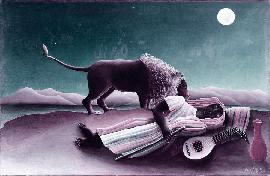Man Painting - The Sleeping Gypsy By Henri Rousseau - Infrared Version by Henri Rousseau Man Painting - The Sleeping Gypsy By Henri Rousseau - Infrared Version by Henri Rousseau
