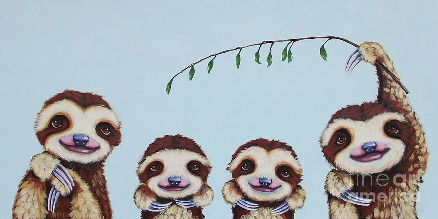 The Sloth Family Painting by Lucia Stewart
