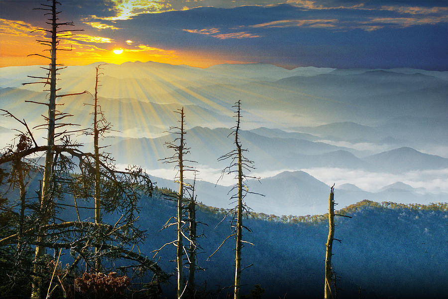 The Smoky Mountains  at Sunset Photograph by Randall Nyhof