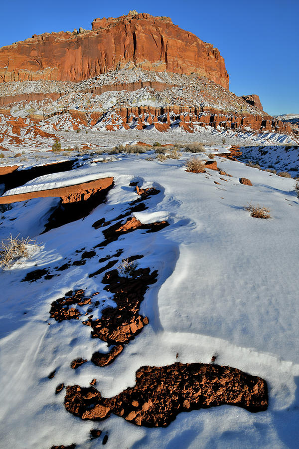 The Snow Covered Cliffs of Capitol Reef NP Photograph by Ray Mathis