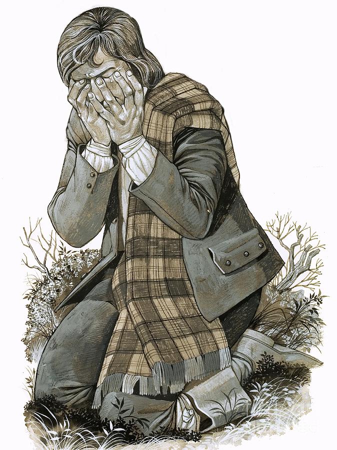 Tartan Painting - The Son Of A Shepherdess Who Knelt And Wept For The Blood That Would Spill At Culloden by Richard Hook