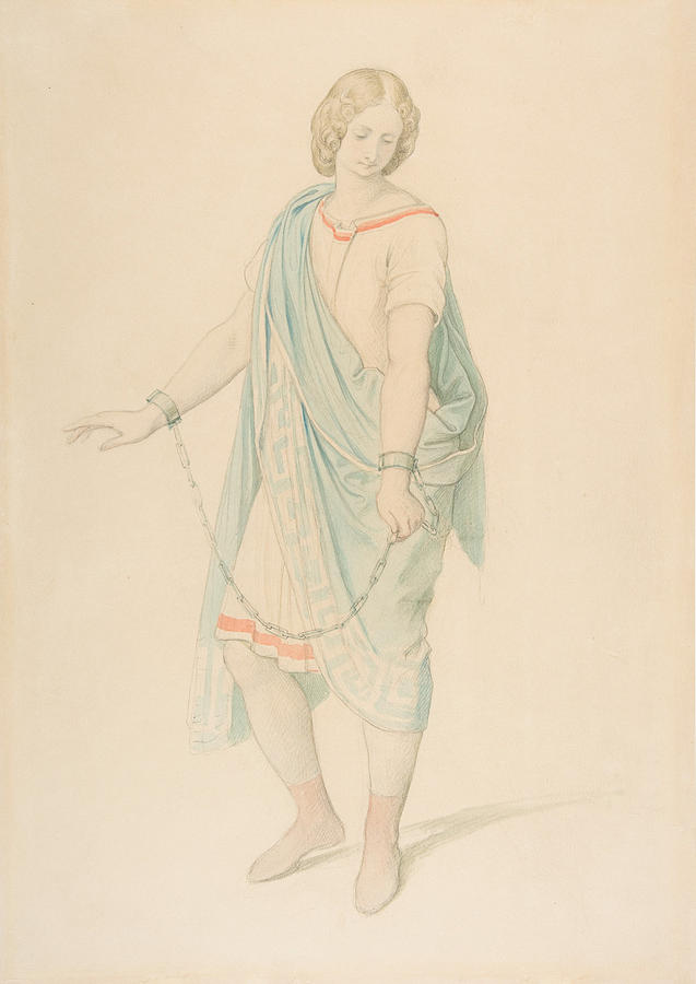 The soprano Karoline Hetzenecker in the role of Sesto in La Clemenza di Tito by W.A. Mozart Drawing by Moritz von Schwind
