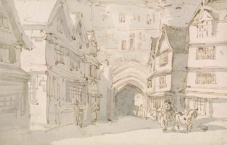 The South Gate, Exeter Drawing by Thomas Rowlandson
