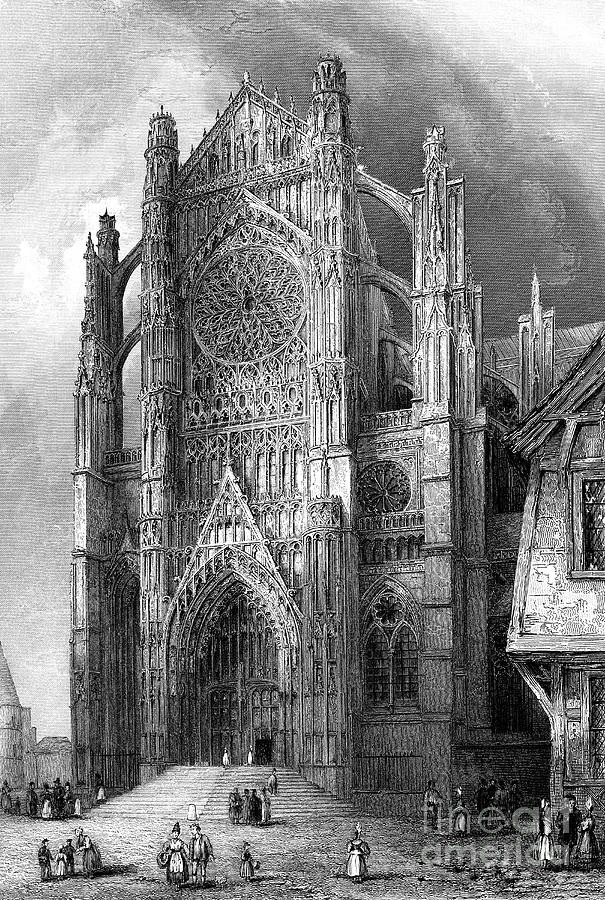 The South Transept Of Beauvais Drawing by Print Collector