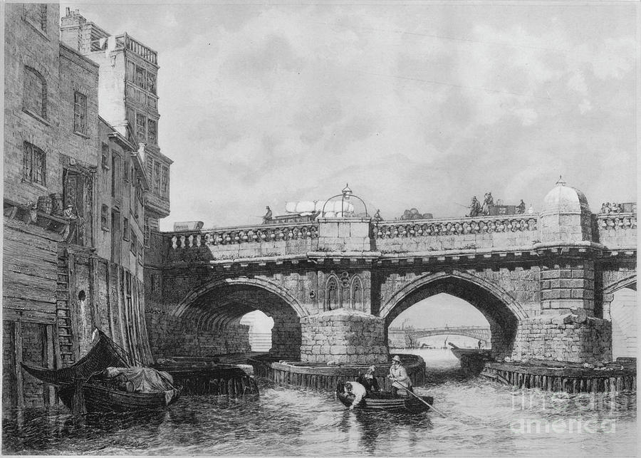 The Southwark End Of Old London Bridge Drawing by Print Collector