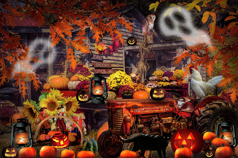 The Spooky Pumpkin Patch Digital Art by Debra and Dave Vanderlaan