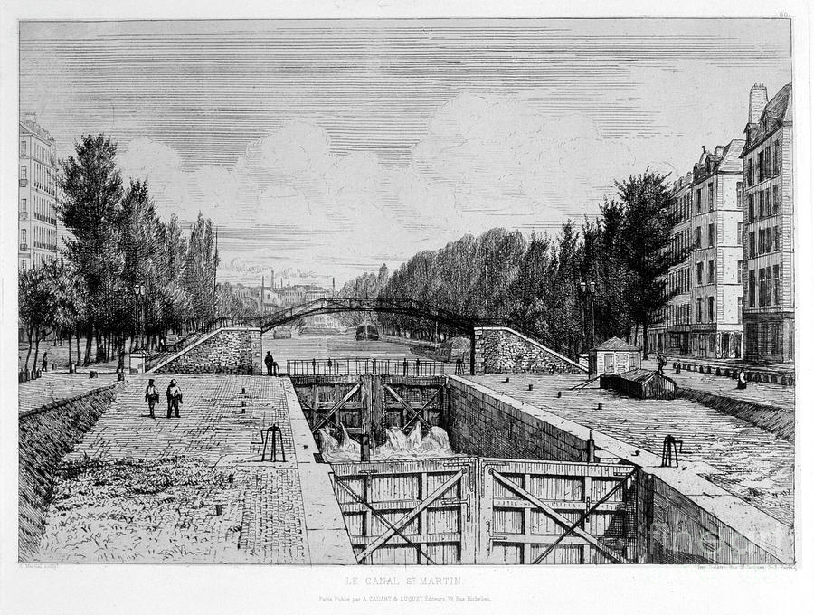 Paris Drawing - The St Martin Canal, Paris, 19th by Print Collector