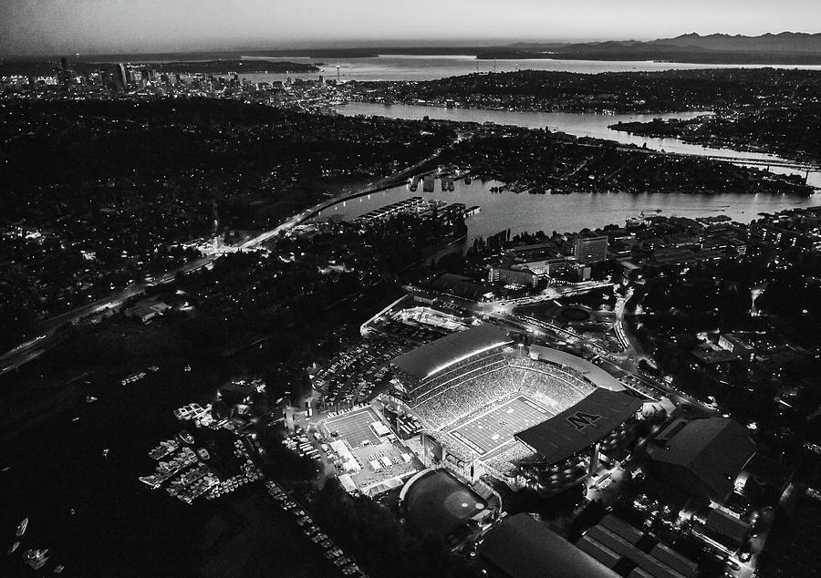 The Stadium and the City Monochrome Photograph by Max Waugh