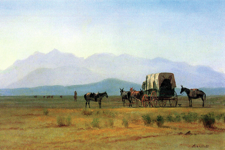 The Stagecoach in the Rockies Painting by Albert Bierstadt