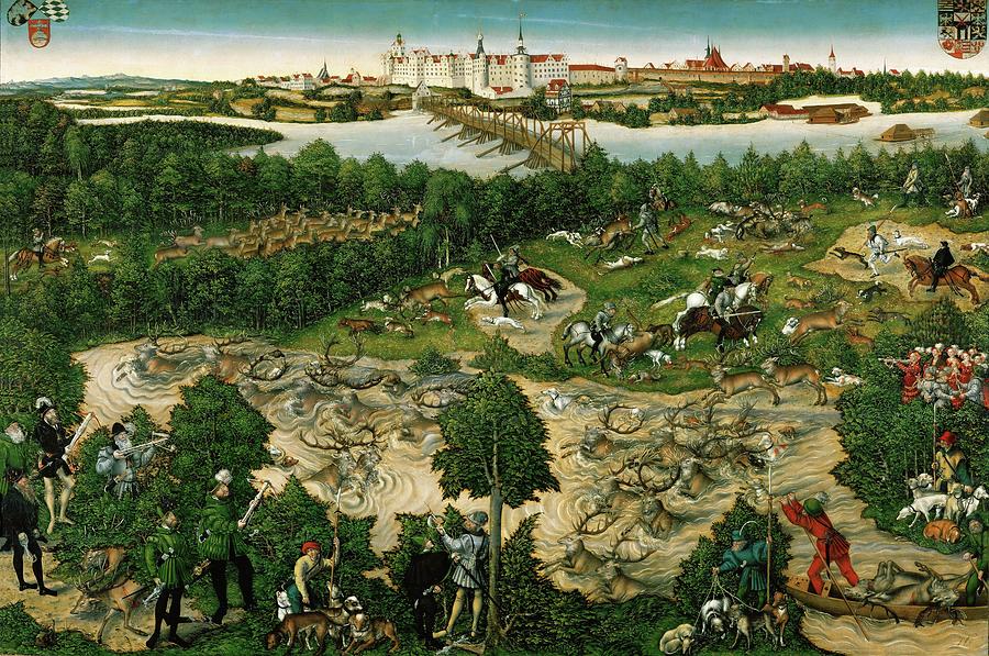 The Staghunt of Elector Johann Friedrich. Painting by Lucas Cranach the Younger -1515-1586-