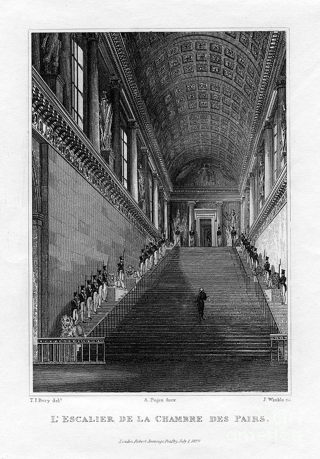 The Staircase Of The Chambre Des Pairs Drawing by Print Collector