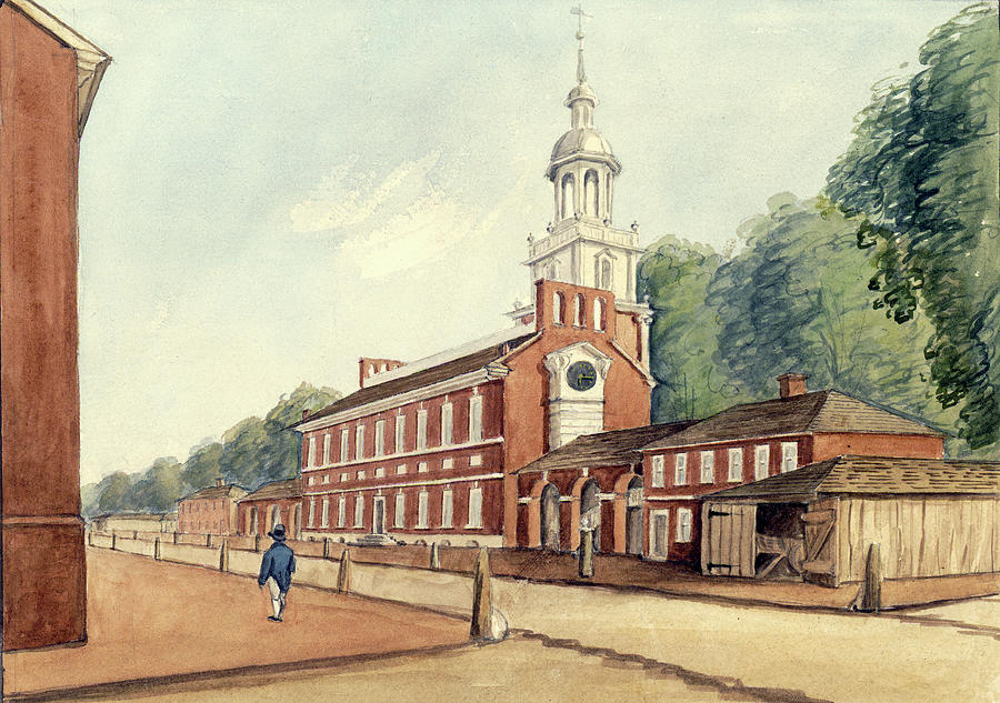Philadelphia Drawing - The State House in 1778 by William Breton