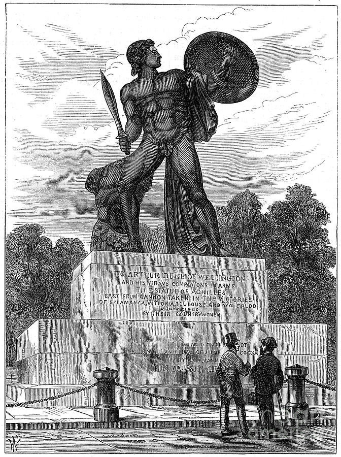 Hyde Park Drawing - The Statue Of Achilles, London, 1891 by Print Collector