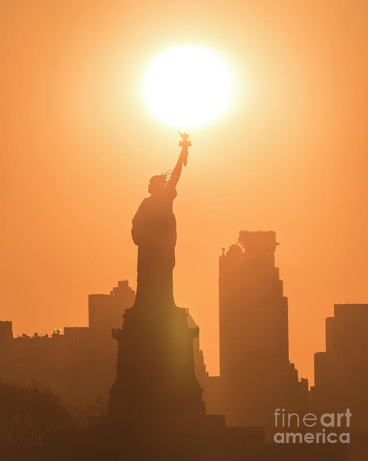 The Statue of Liberty Sunrise Photograph by Zawhaus Photography