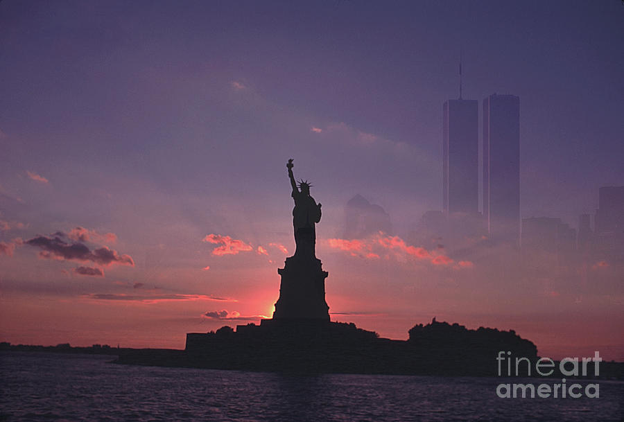 The Statue of Liberty, With The Spirit Of The Twin Towers. Photograph by Tom Wurl
