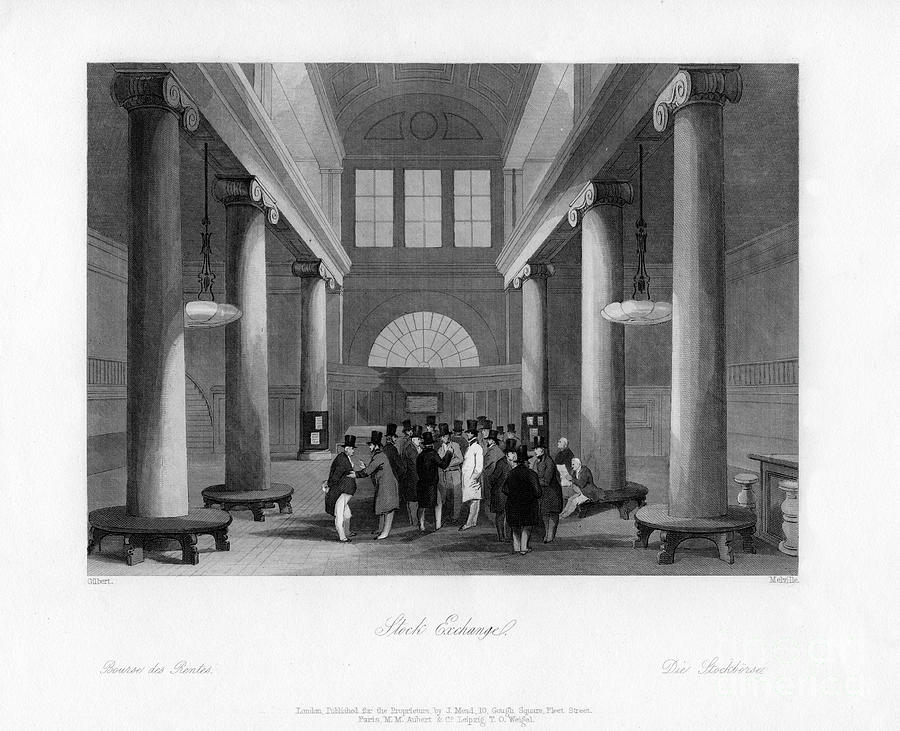 The Stock Exchange, 19th Century.artist Drawing by Print Collector