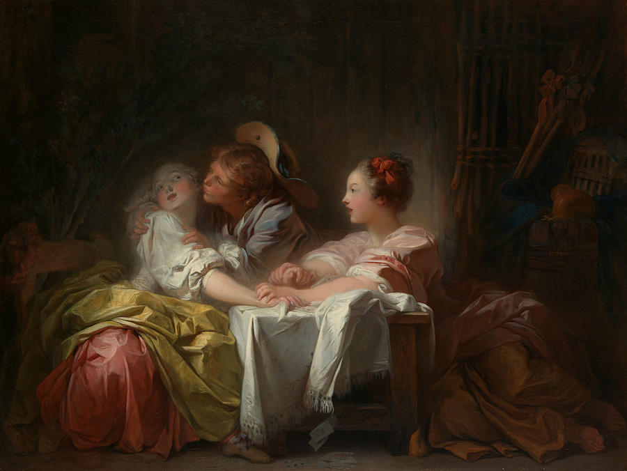 The Stolen Kiss, circa 1760 Painting by Jean-Honore Fragonard
