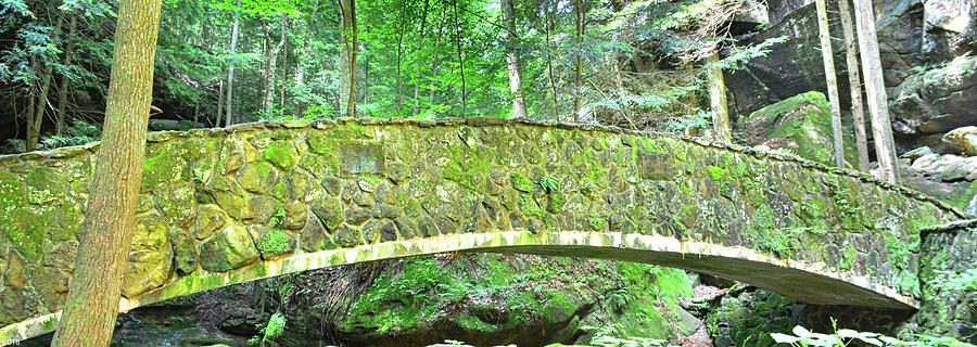 The Stone Bridge In Old Mans Cave Hocking Hills Ohio Panorama Photograph by Lisa Wooten