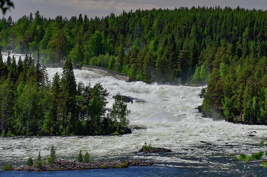The Storforsen Waterfall With Rapids, Vidsel, Norrbottens Ln, Sweden Photograph by Torsten Rathjen